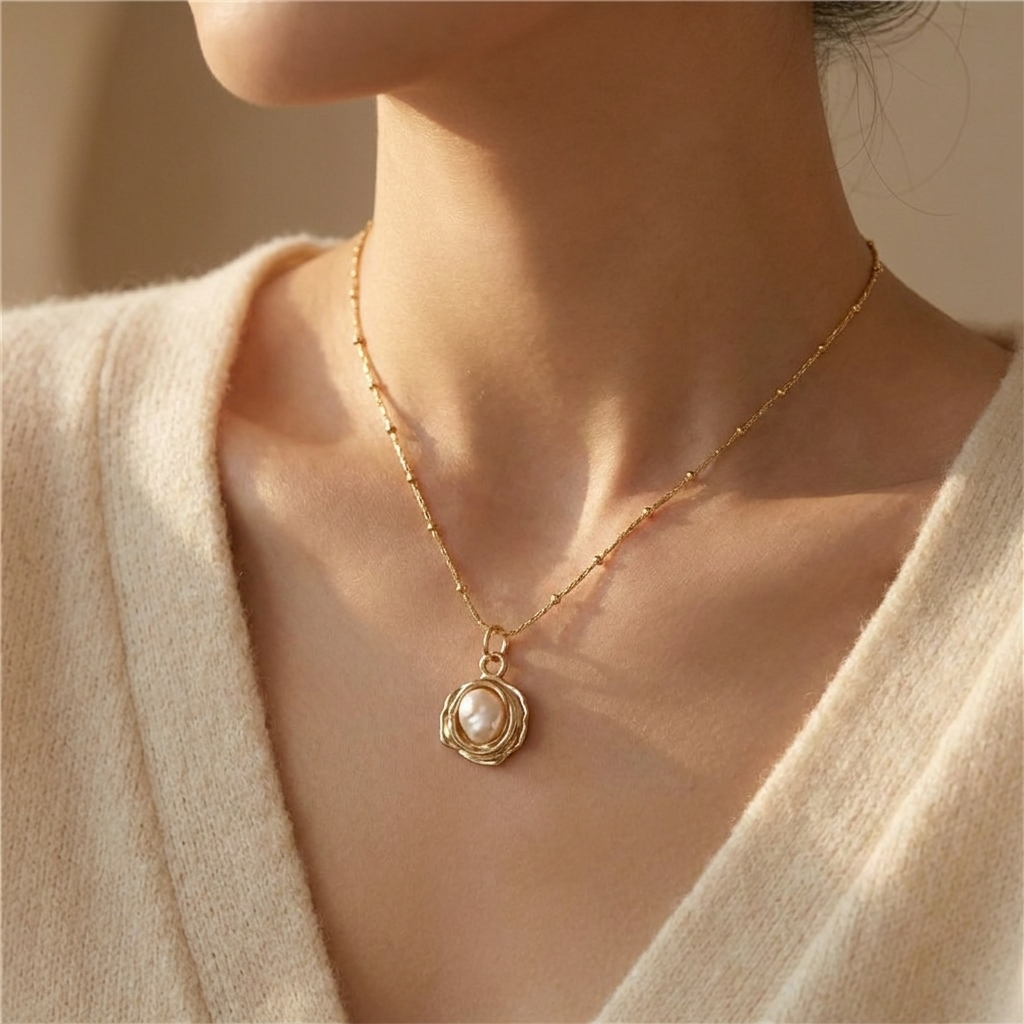 Barocca Pearl Pendant — 18k Gold-Plated Steel