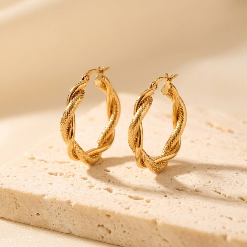 Onda Twisted Hoops — 18k Gold-Plated Steel