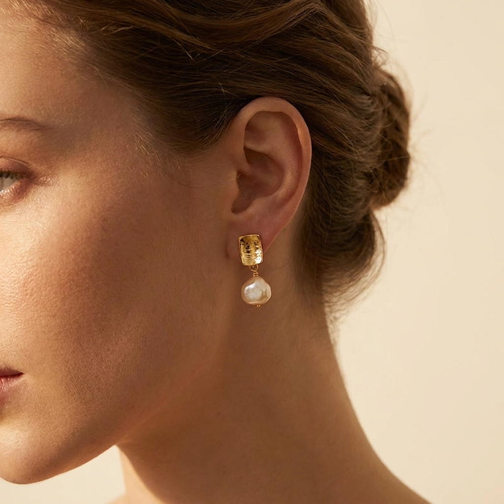 Perla Baroque Drop Studs — 18k Gold-Plated