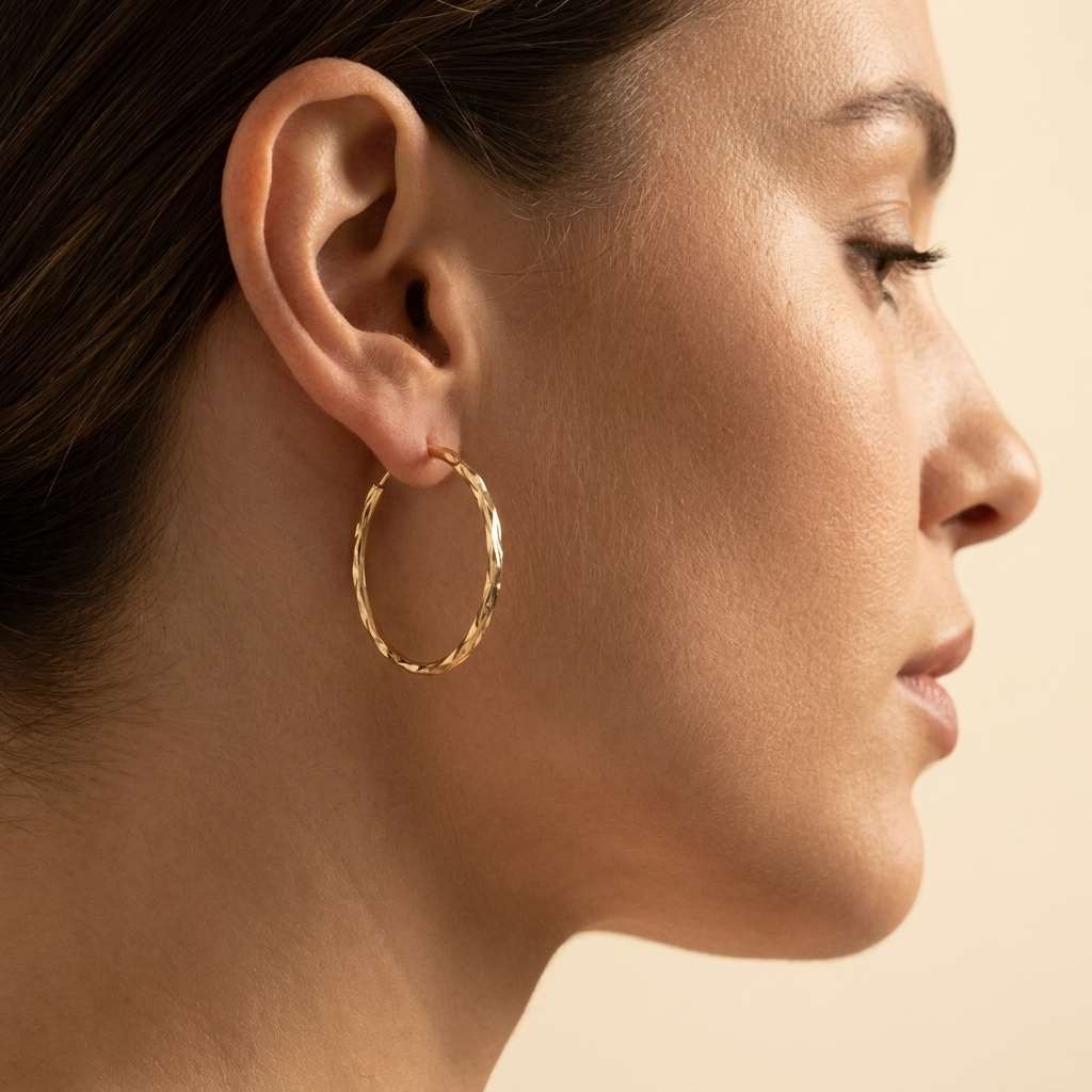 Rada Textured Hoops — 18k Gold-Plated