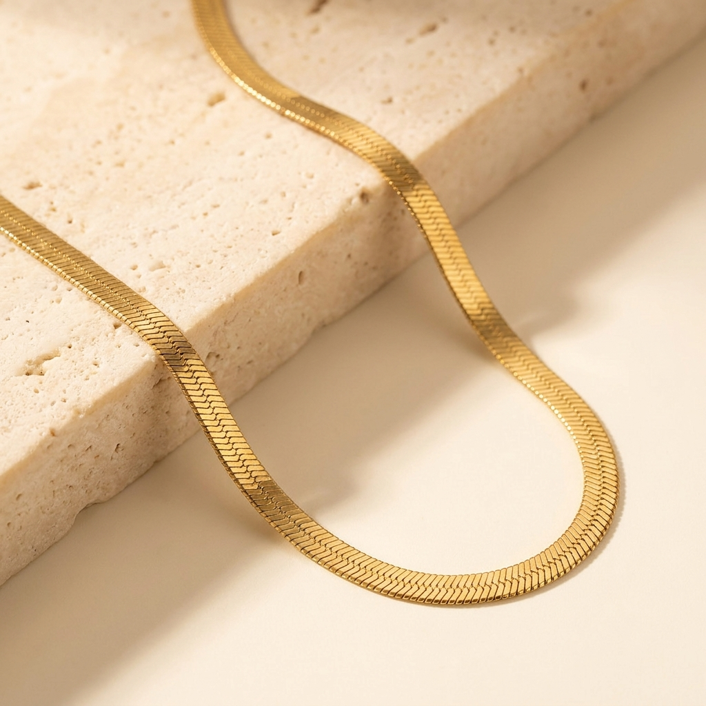 Sirena Herringbone Chain — 18k Gold-Plated Steel