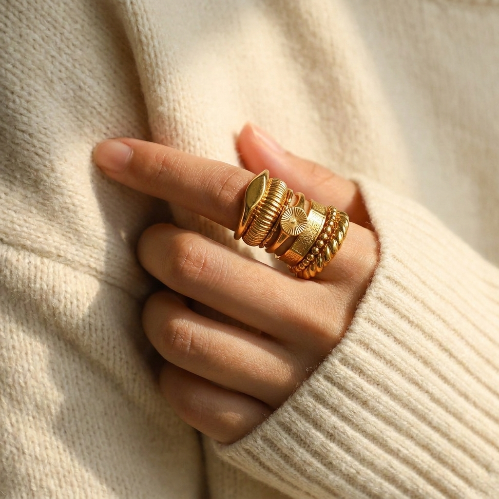 Torsione Textured Ring — 18k Gold-Plated Steel