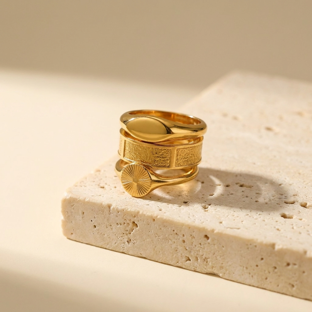 Torsione Textured Ring — 18k Gold-Plated Steel