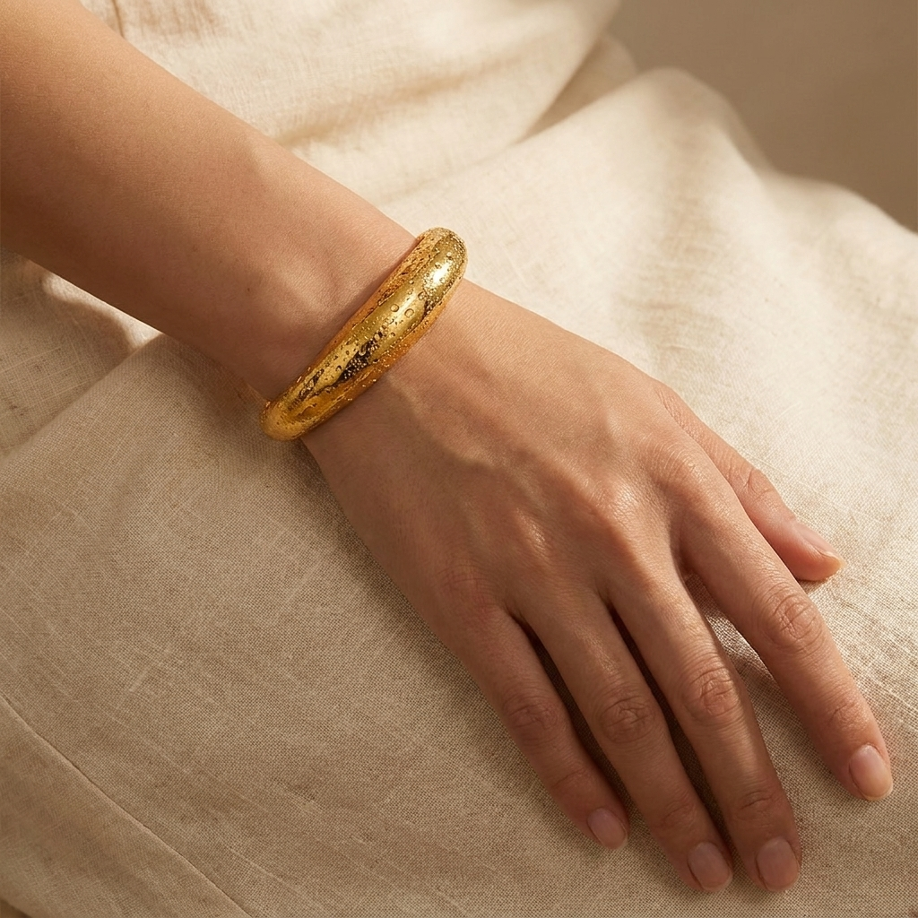 Vesuvio Molten Cuff — 18k Gold-Plated Steel
