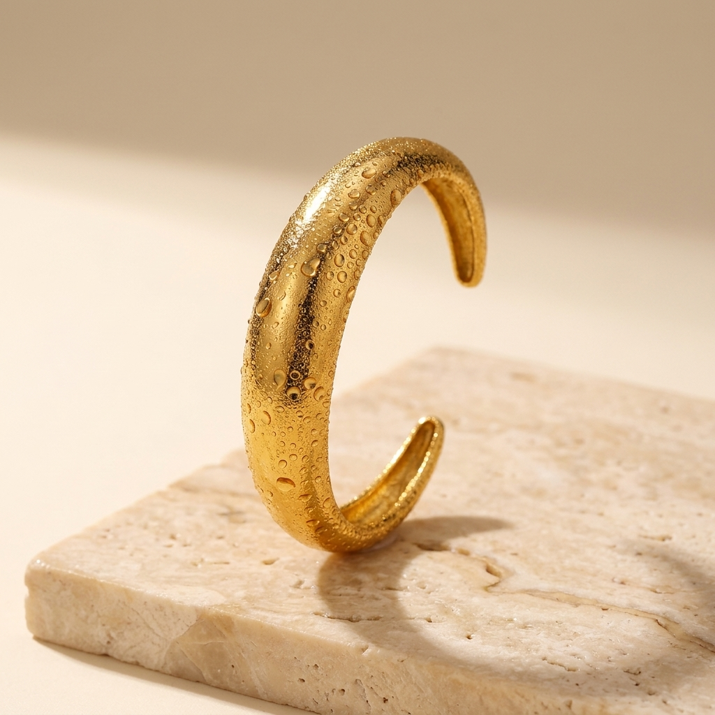 Vesuvio Molten Cuff — 18k Gold-Plated Steel